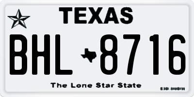 TX license plate BHL8716