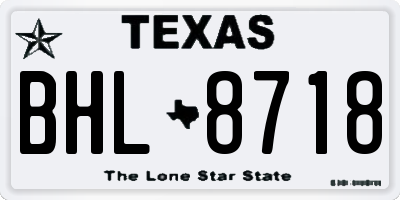 TX license plate BHL8718