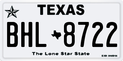 TX license plate BHL8722