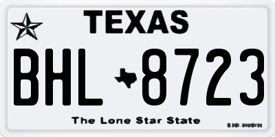 TX license plate BHL8723