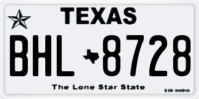TX license plate BHL8728