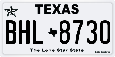 TX license plate BHL8730