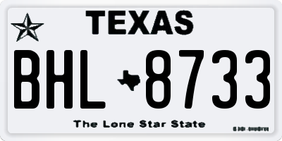 TX license plate BHL8733