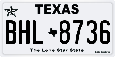 TX license plate BHL8736
