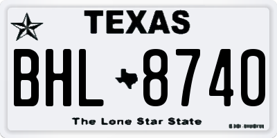 TX license plate BHL8740