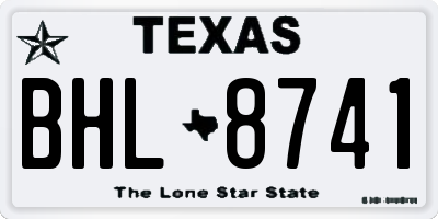 TX license plate BHL8741