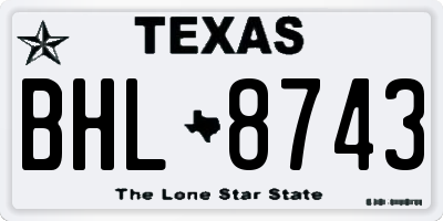 TX license plate BHL8743