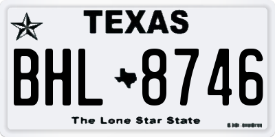 TX license plate BHL8746