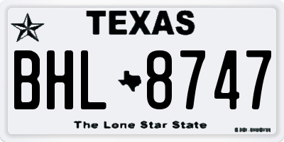 TX license plate BHL8747
