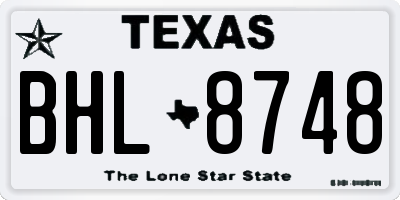 TX license plate BHL8748