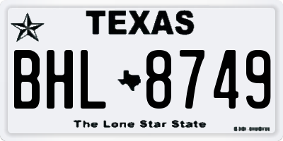 TX license plate BHL8749