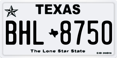 TX license plate BHL8750