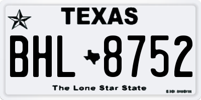 TX license plate BHL8752