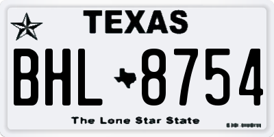 TX license plate BHL8754