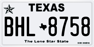 TX license plate BHL8758