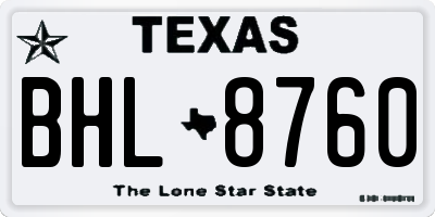 TX license plate BHL8760