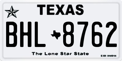 TX license plate BHL8762