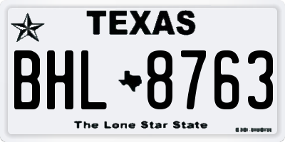 TX license plate BHL8763