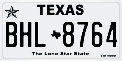 TX license plate BHL8764