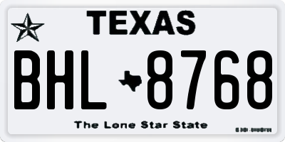 TX license plate BHL8768
