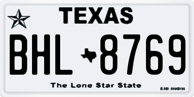 TX license plate BHL8769