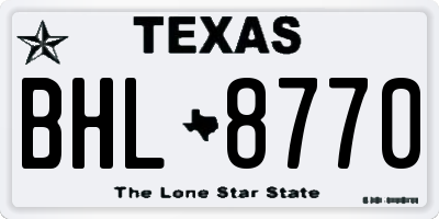 TX license plate BHL8770