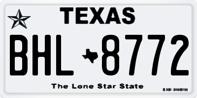 TX license plate BHL8772