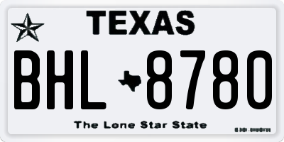 TX license plate BHL8780