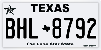 TX license plate BHL8792