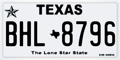 TX license plate BHL8796