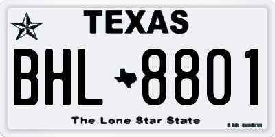 TX license plate BHL8801