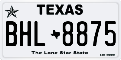 TX license plate BHL8875