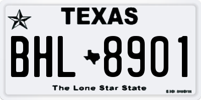 TX license plate BHL8901