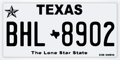 TX license plate BHL8902