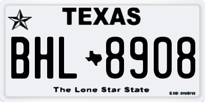 TX license plate BHL8908