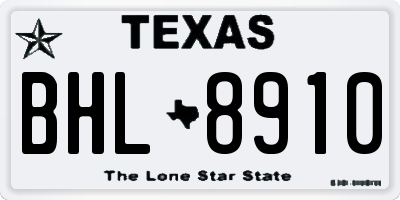 TX license plate BHL8910