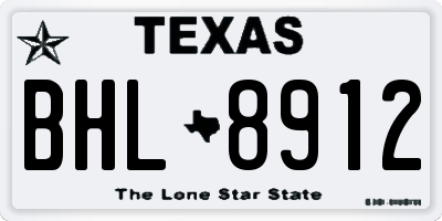 TX license plate BHL8912
