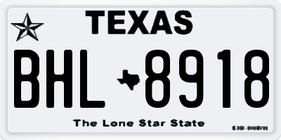 TX license plate BHL8918