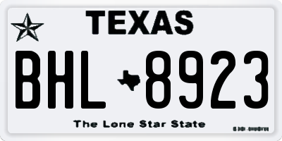 TX license plate BHL8923