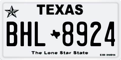 TX license plate BHL8924