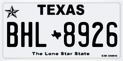 TX license plate BHL8926
