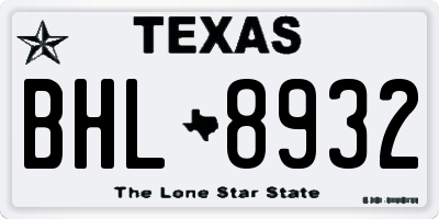 TX license plate BHL8932