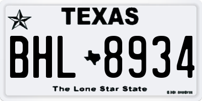 TX license plate BHL8934