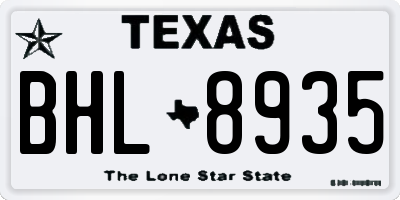 TX license plate BHL8935