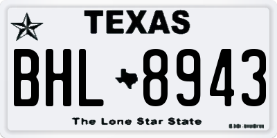 TX license plate BHL8943
