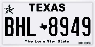 TX license plate BHL8949