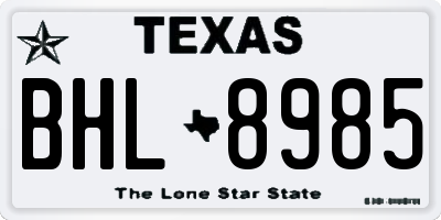 TX license plate BHL8985