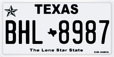TX license plate BHL8987