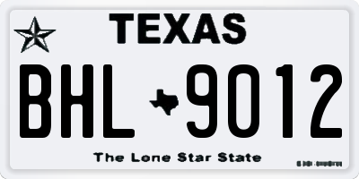 TX license plate BHL9012