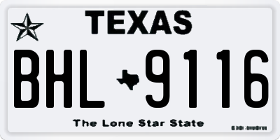 TX license plate BHL9116